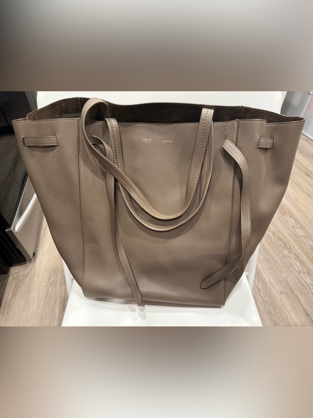 Celine Leather Cabas Phantom w/Belt Medium Tote Bag